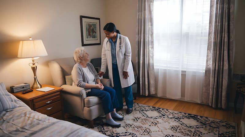 home-caregiver-helping-senior-woman-standing-bedroom